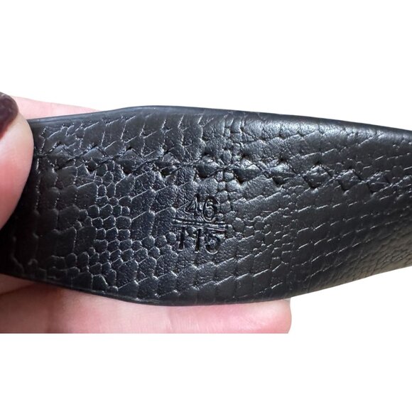 NWB NEW CROCODILE BLACK LEATHER BELT WITH BUCKLE SIZE 46"TEXTURED WITH BOX - Picture 4 of 6